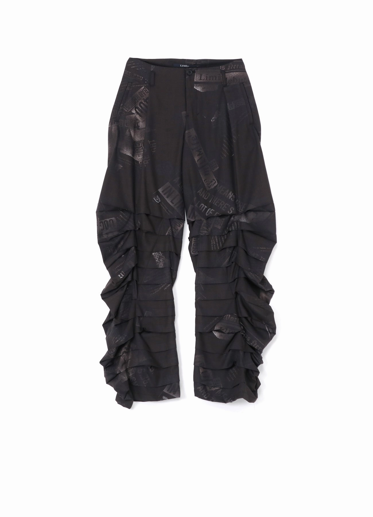 NEWSPAPER PRINT PANTS WITH HORIZONTAL PLEATS SnagFreeFabric Quick Dry Wear