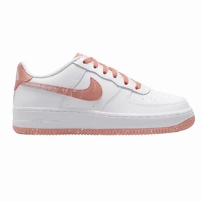 Comfort Ankle Support Foot Style Nike Kid's Air Force 1 LV8 Shoes - White / Light Madder Root / Aura