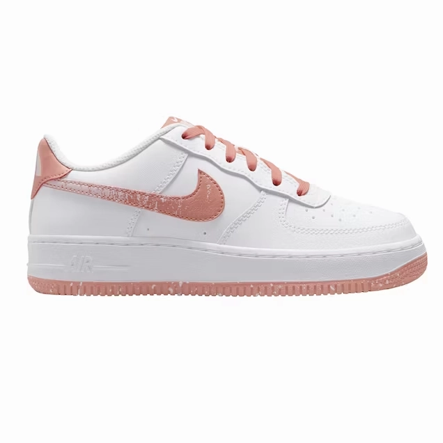 Comfort Ankle Support Foot Style Nike Kid's Air Force 1 LV8 Shoes - White / Light Madder Root / Aura