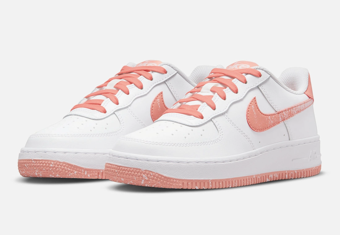 Nike Kid's Air Force 1 LV8 Shoes - White / Light Madder Root / Aura cushioning technology Everyday Wear