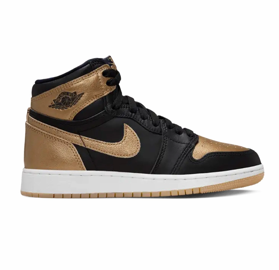 Nike Kid's Air Jordan 1 Retro High OG Shoes - Black / Metallic Gold Torque Control Shank All Walks