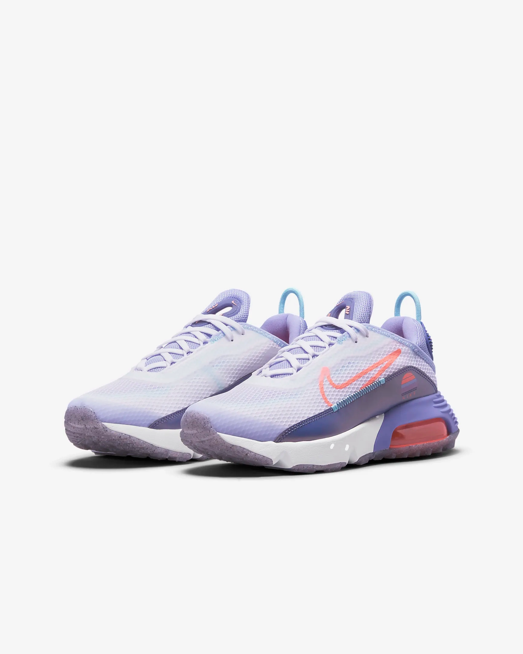 sports shoes Daily Gear Nike Kid's Air Max 2090 SE Shoes - White / Dark Purple Dust / Light Thistle / Bright Mango