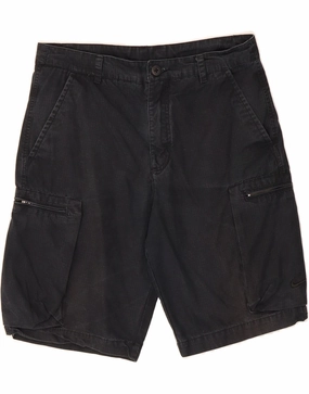 NIKE Mens Cargo Shorts W32 Medium Navy Blue Cotton Lightweight Construction