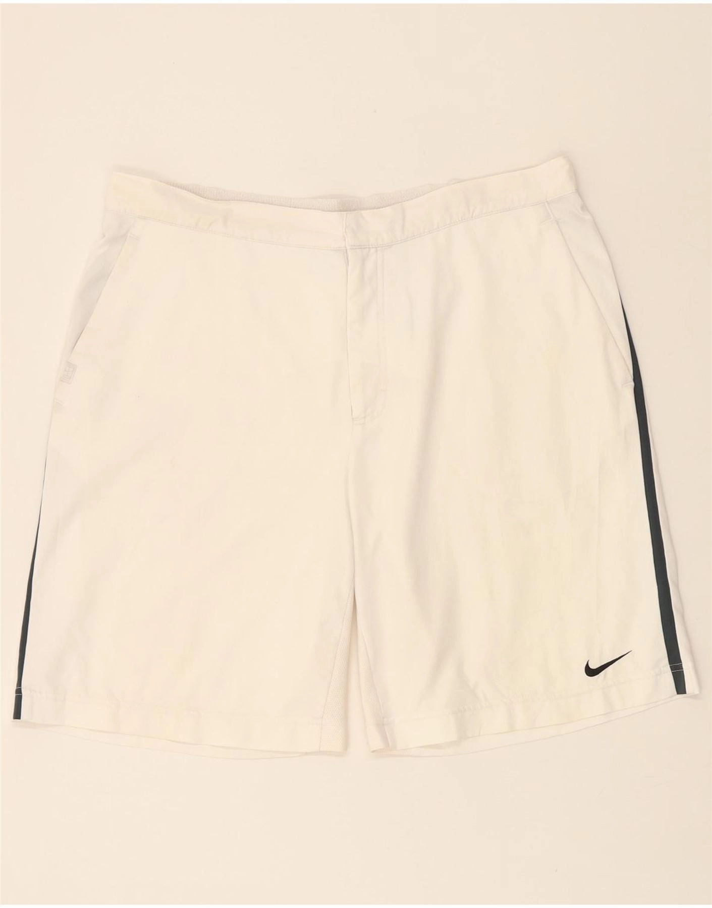NIKE Mens Chino Shorts Large W38 White Polyester Fit Tech