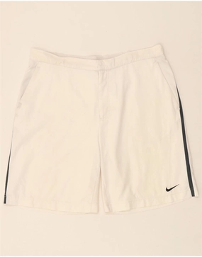 NIKE Mens Chino Shorts Large W38 White Polyester Fit Tech