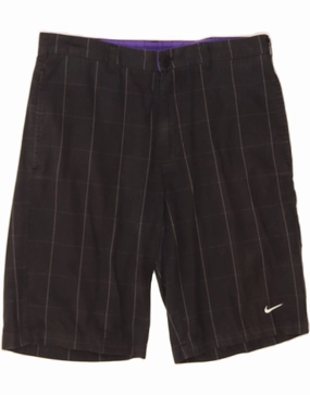 NIKE Mens Chino Shorts Medium W30 Black Check Cotton Weekend Style