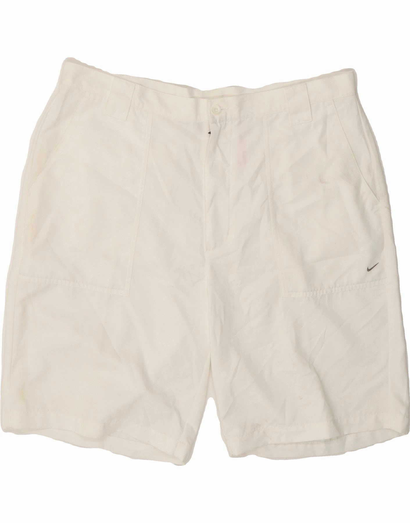 Quick Access Zip Pockets Light Reflective Trim NIKE Mens Chino Shorts W38 XL White Polyester