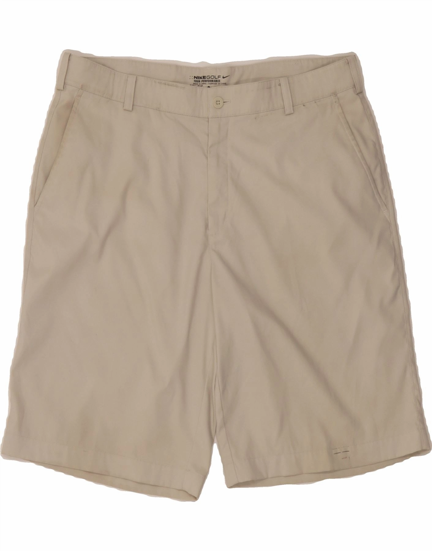 NIKE Mens Dri Fit Chino Shorts W34 Large  Beige Polyester Flexible Comfort Wear technology industry