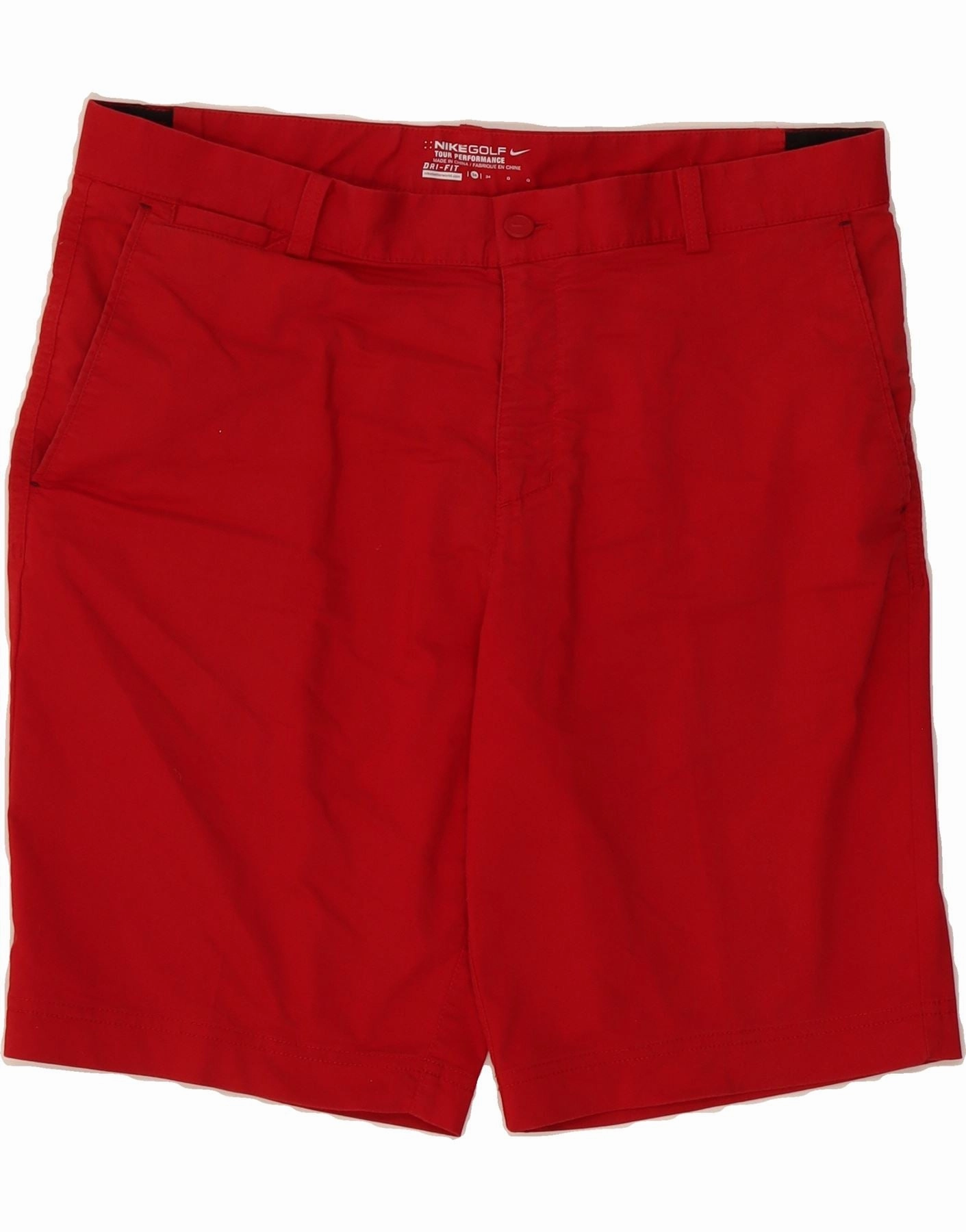 NIKE Mens Dri Fit Chino Shorts W34 Large Red Cotton Light Flex Wear
