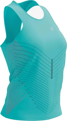 Compressport Performance Womens Running Vest Tank Top - Green Cool Fit