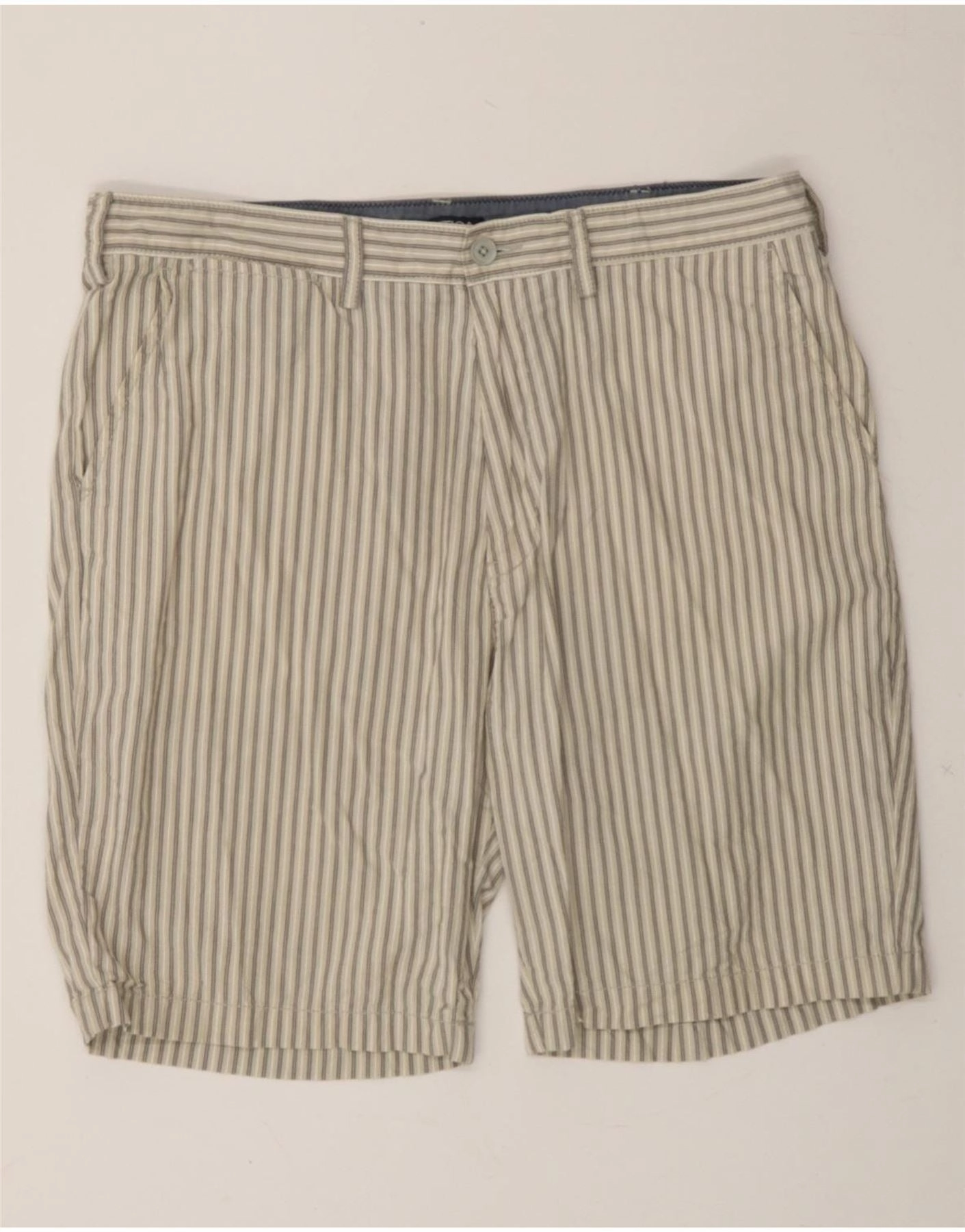 NAUTICA Mens Chino Shorts W36 Large Grey Striped Cotton Walk Easy