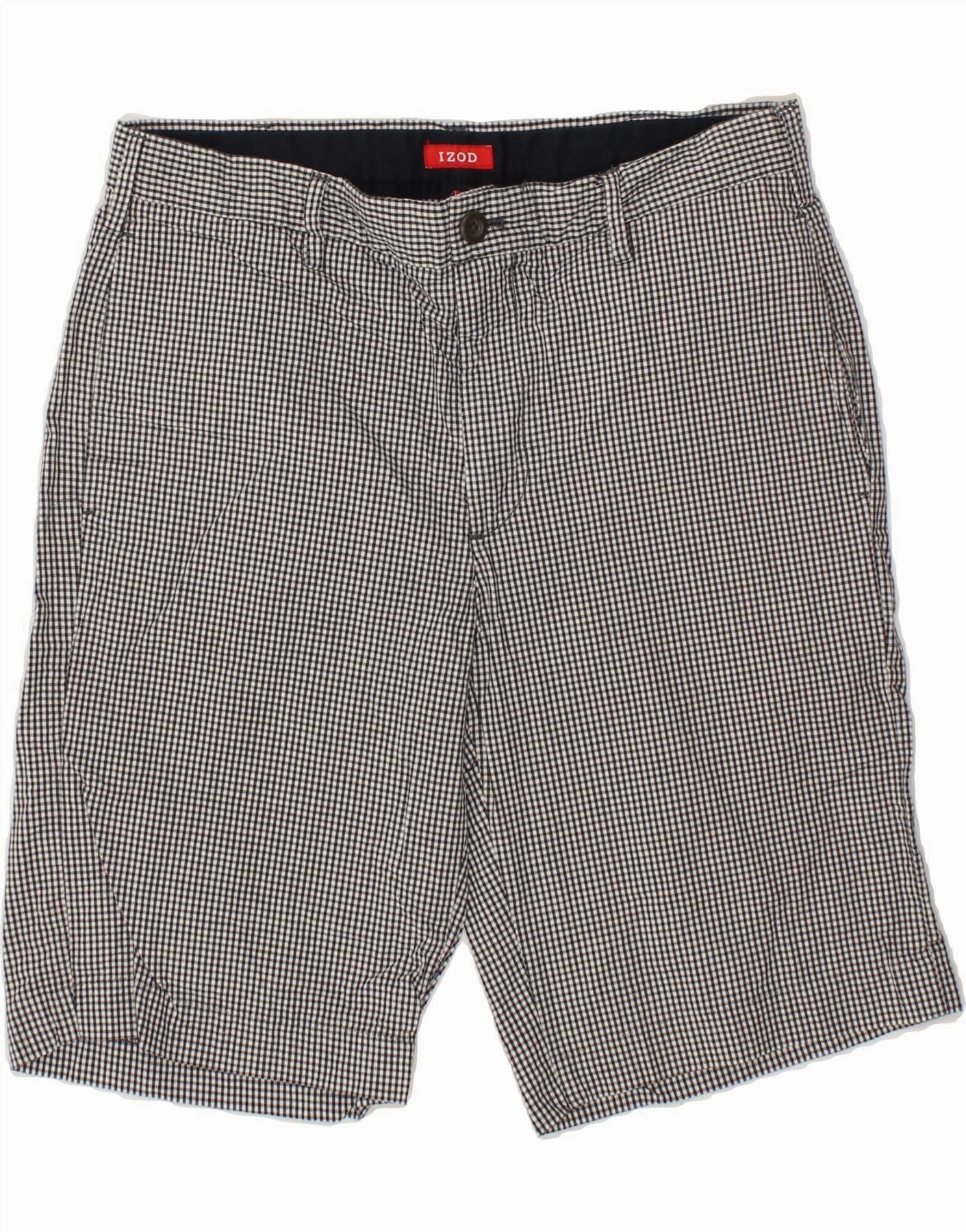 Workout Gear meditation wear IZOD Mens Chino Shorts W32 Medium Navy Blue Gingham Cotton