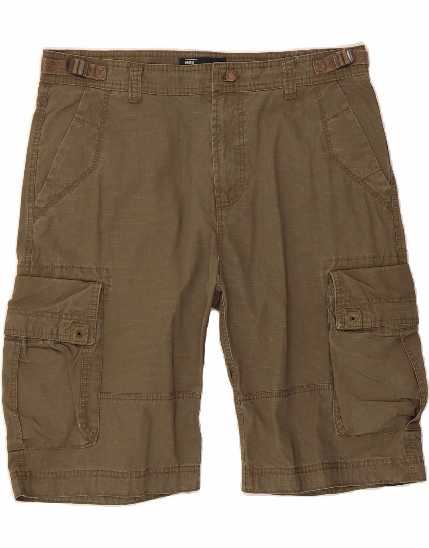 Flexible Support Anti Static Fabric VINTAGE Mens Cargo Shorts XL W38  Khaki Check Cotton