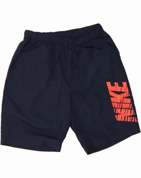 shrink - resistant NIKE Mens Graphic Shorts Large  Navy Blue Polyester
