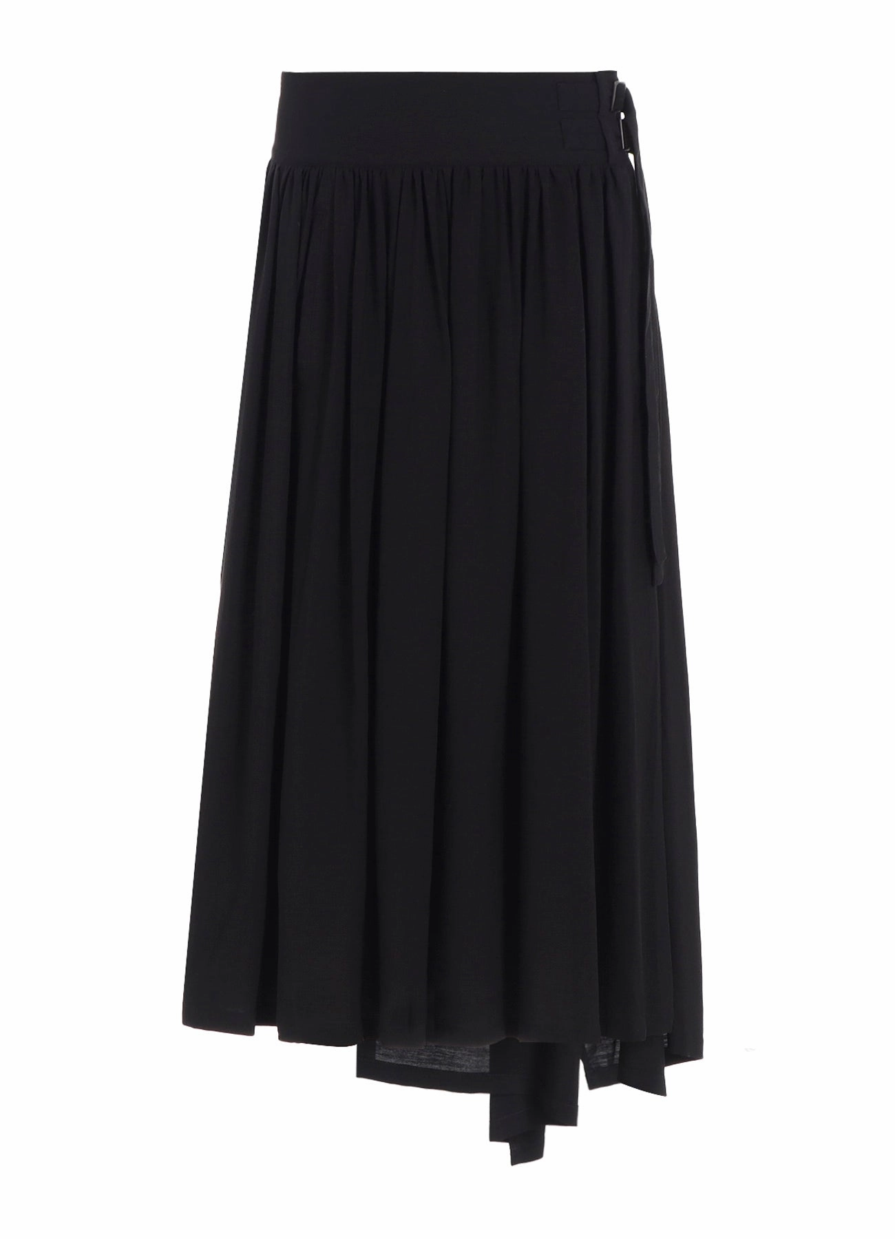 Street Inspired HARD-TWIST SERGE ASYMMTRIC GATHER SKIRT