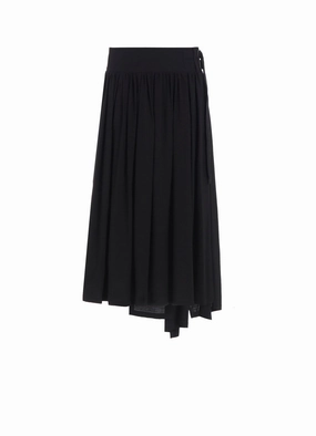 HARD-TWIST SERGE ASYMMTRIC GATHER SKIRT Durable Comfort