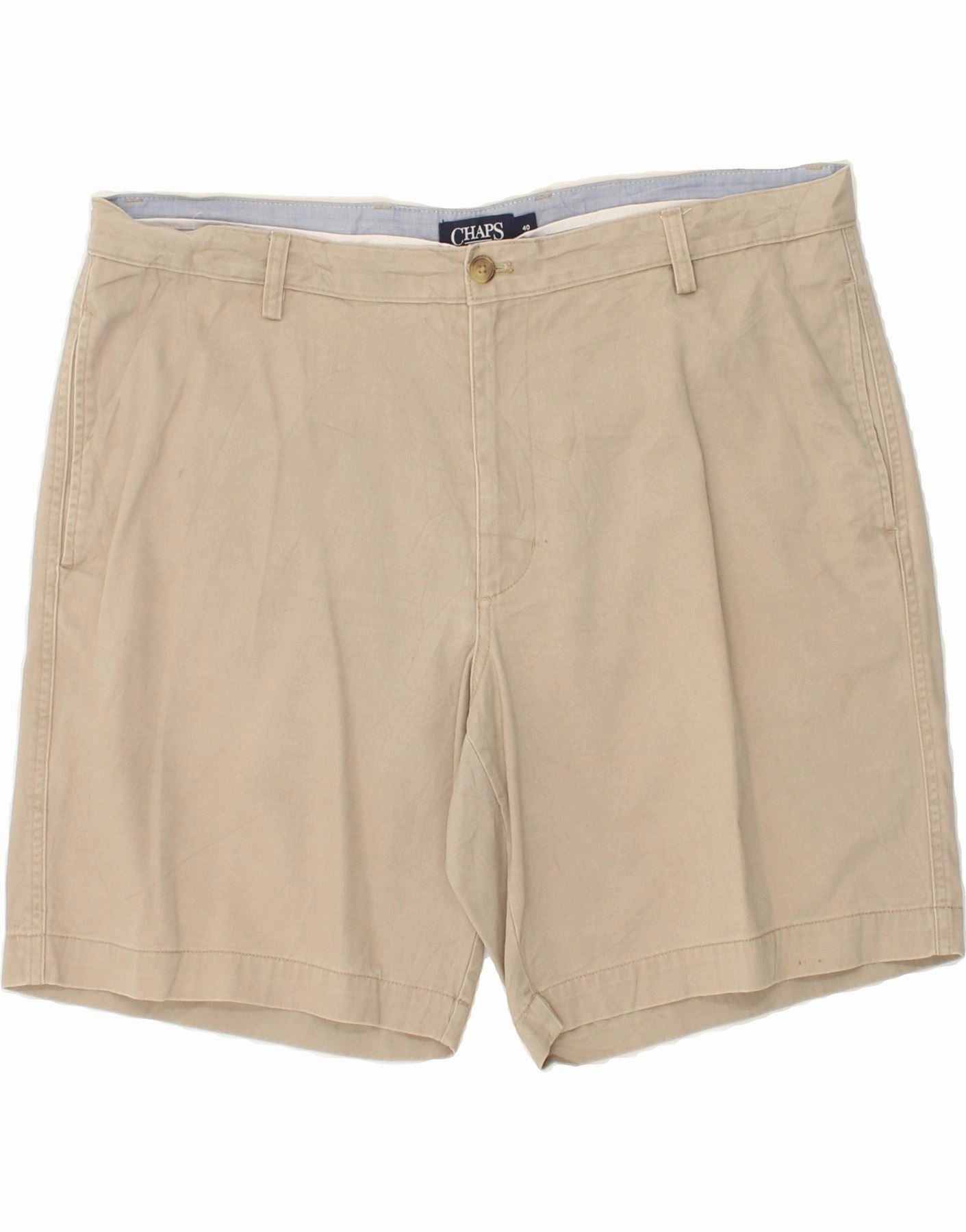 CHAPS Mens Chino Shorts W40 XL  Beige Cotton Sweat Wicking Fabric Flame Retardant Coating