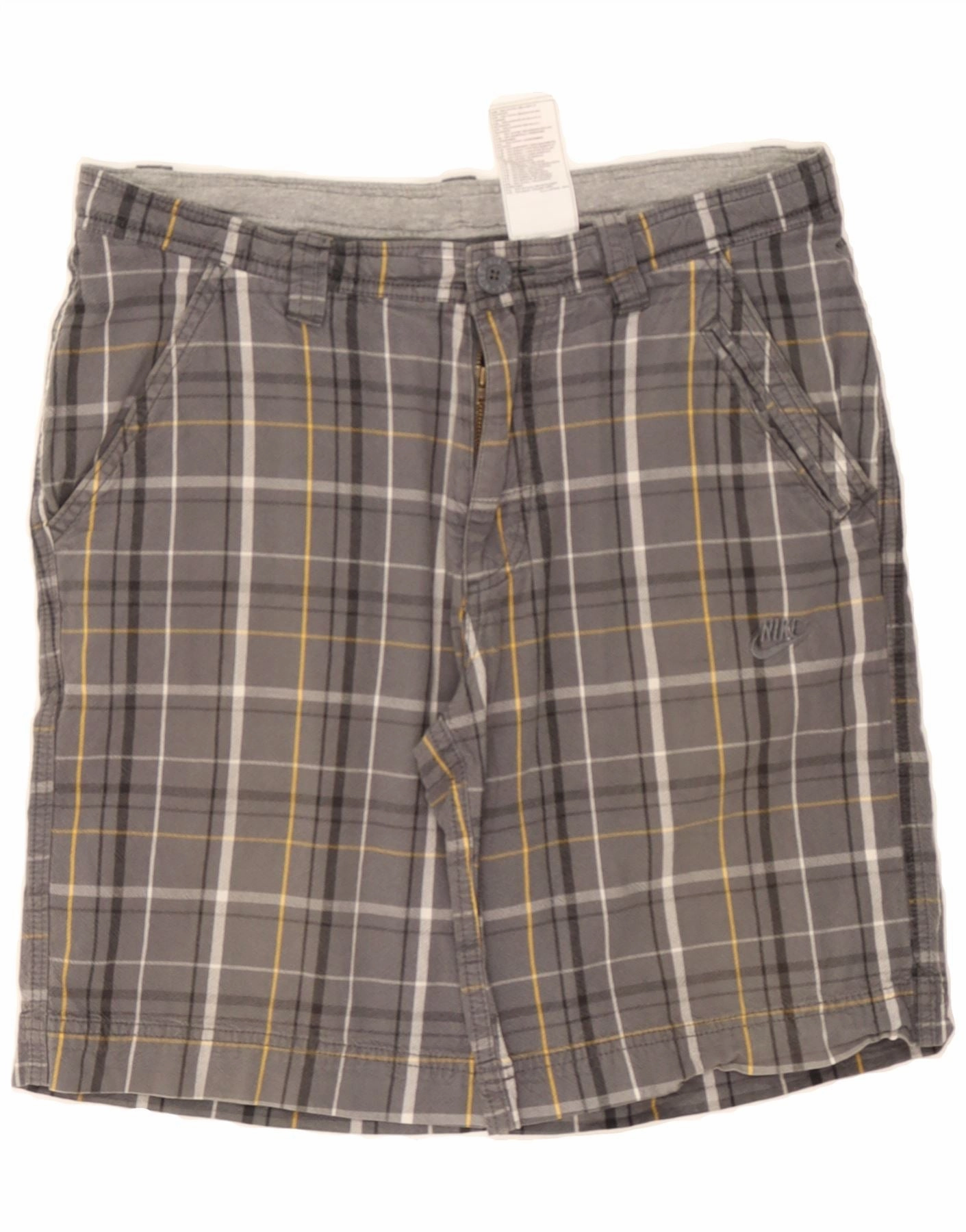 Trendy Look NIKE Mens Chino Shorts W30 Medium Grey Check Cotton