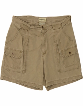 Slim Stretch EDDIE BAUER Mens Cargo Shorts W38 XL Khaki Cotton