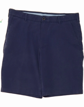 Flatlock Seams IZOD Mens Chino Shorts W34 Large  Navy Blue Cotton