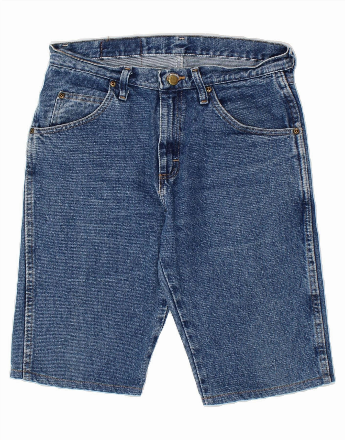 WRANGLER Mens Denim Bermuda Shorts W30 Medium Blue Cotton Stretchable Waist Fit Flexibility