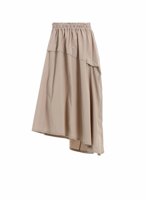 Functional Wear COTTON BROAD GARMENT DYEING RIGHT TUCKED ASYMMETRIC SKIRT