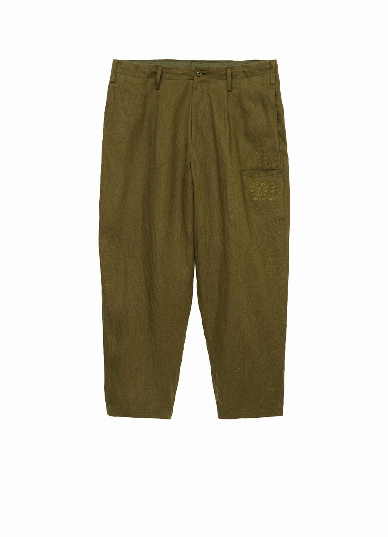 S??YTE ?? GDC Collaborate Collection- VINTAGE LINEN CHINO CLOTH OCTAGON STAR EMBROIDERY WAIST-STRING PANTS Sport Fit