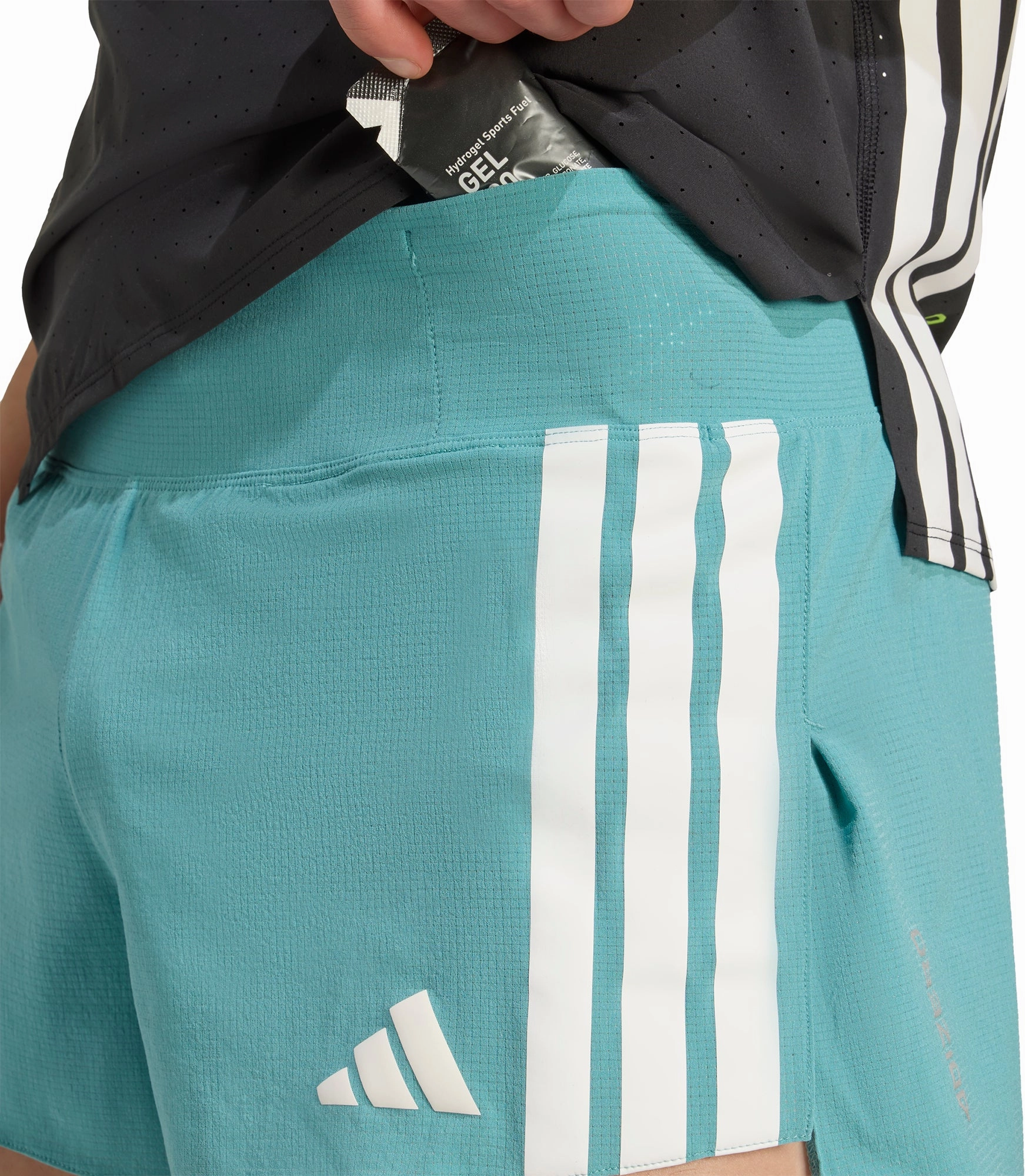 Lightweight Fabric adidas Adizero Gel Pocket 3 Inch Mens Running Shorts - Green