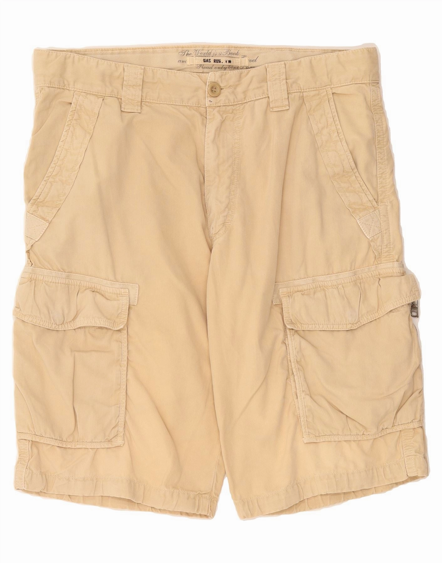 No Pressure GAS Mens Cargo Shorts XL W40 Beige Cotton