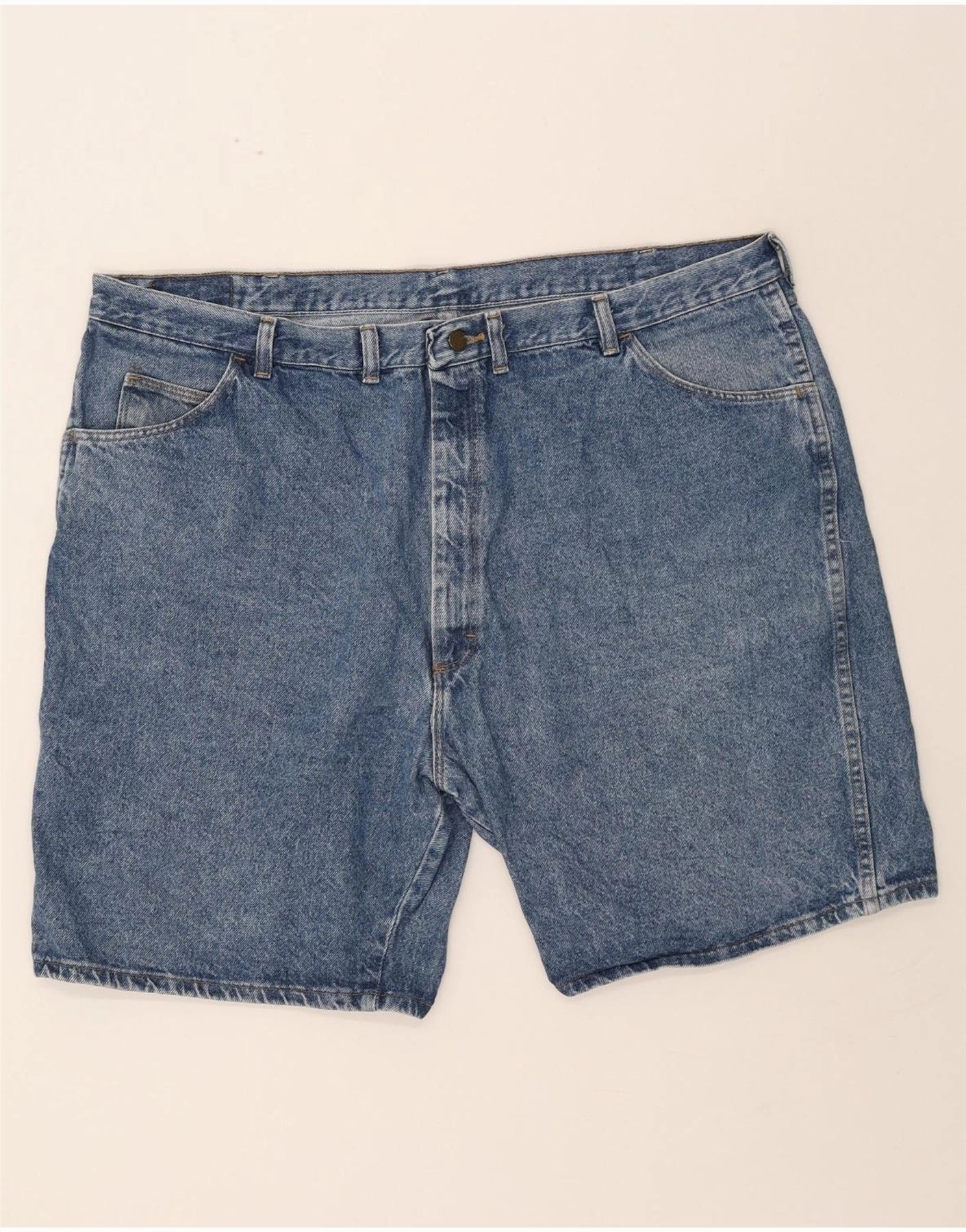 WRANGLER Mens Denim Shorts W46 3XL Blue Cotton Abrasion Resistant Edges Sporty Stretch Fit
