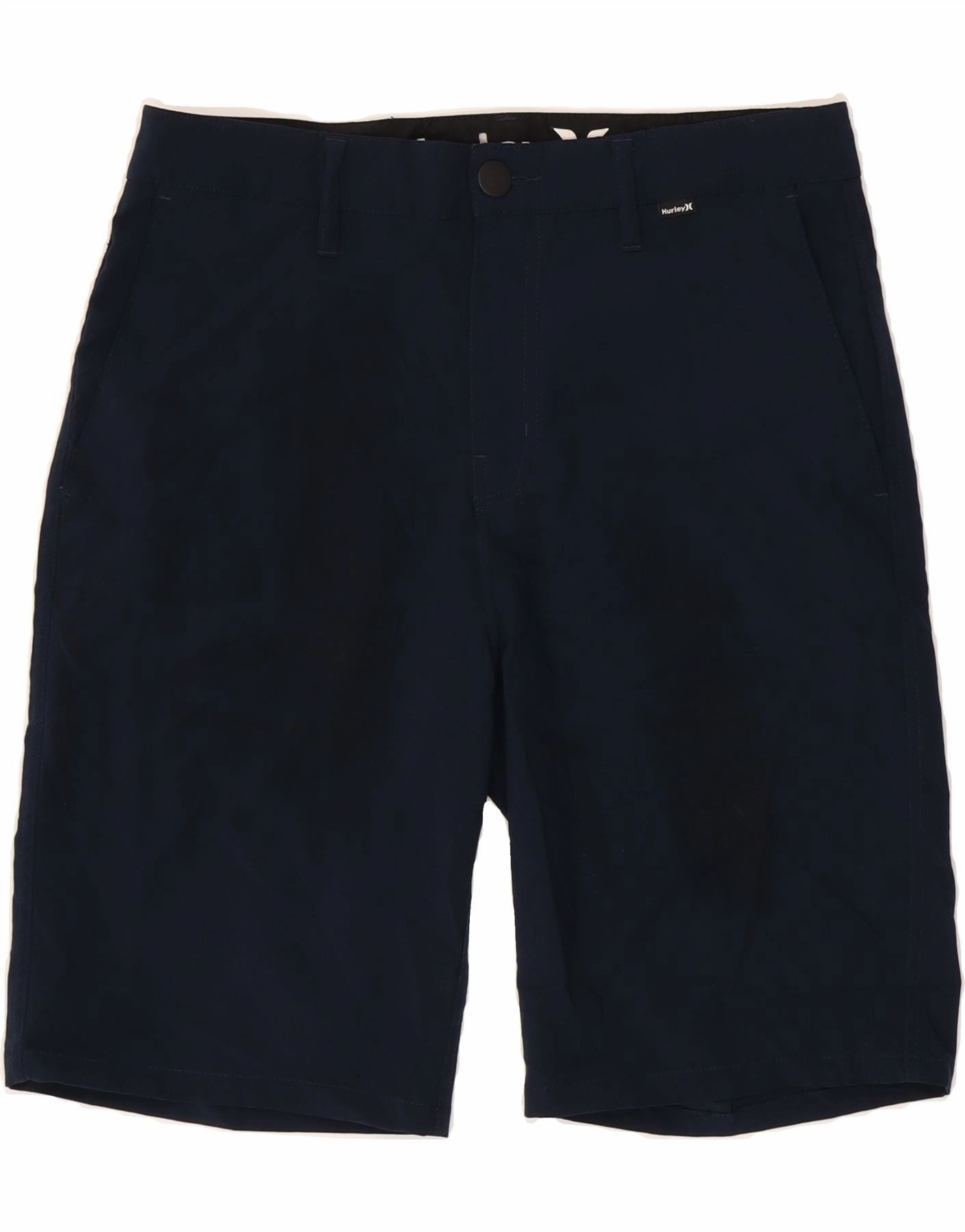 Simple Cut Minimalist Look HURLEY Mens Chino Shorts W29 Small Navy Blue Polyester