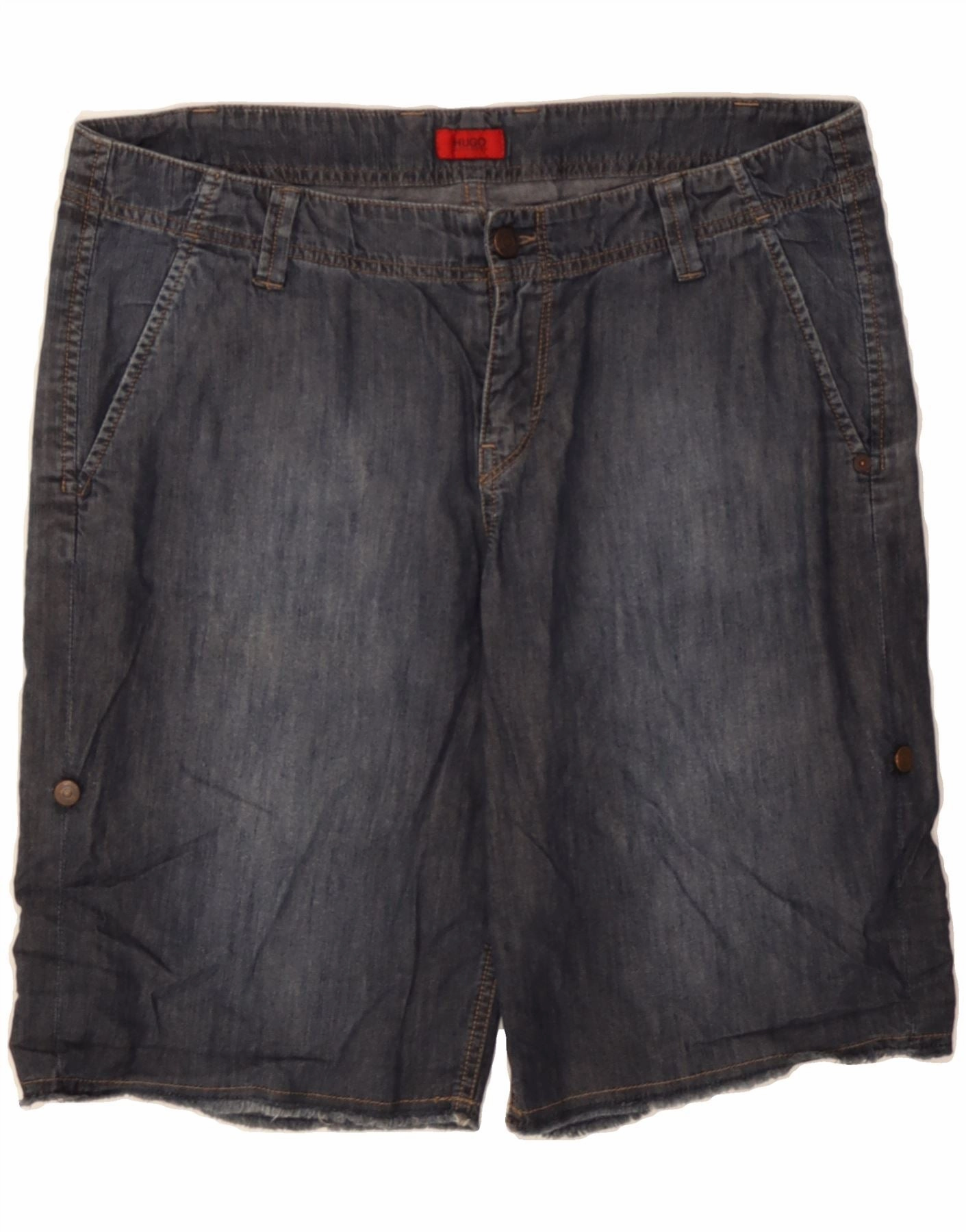 HUGO BOSS Mens Denim Shorts W29 Small Navy Blue Cotton All Purpose Wear