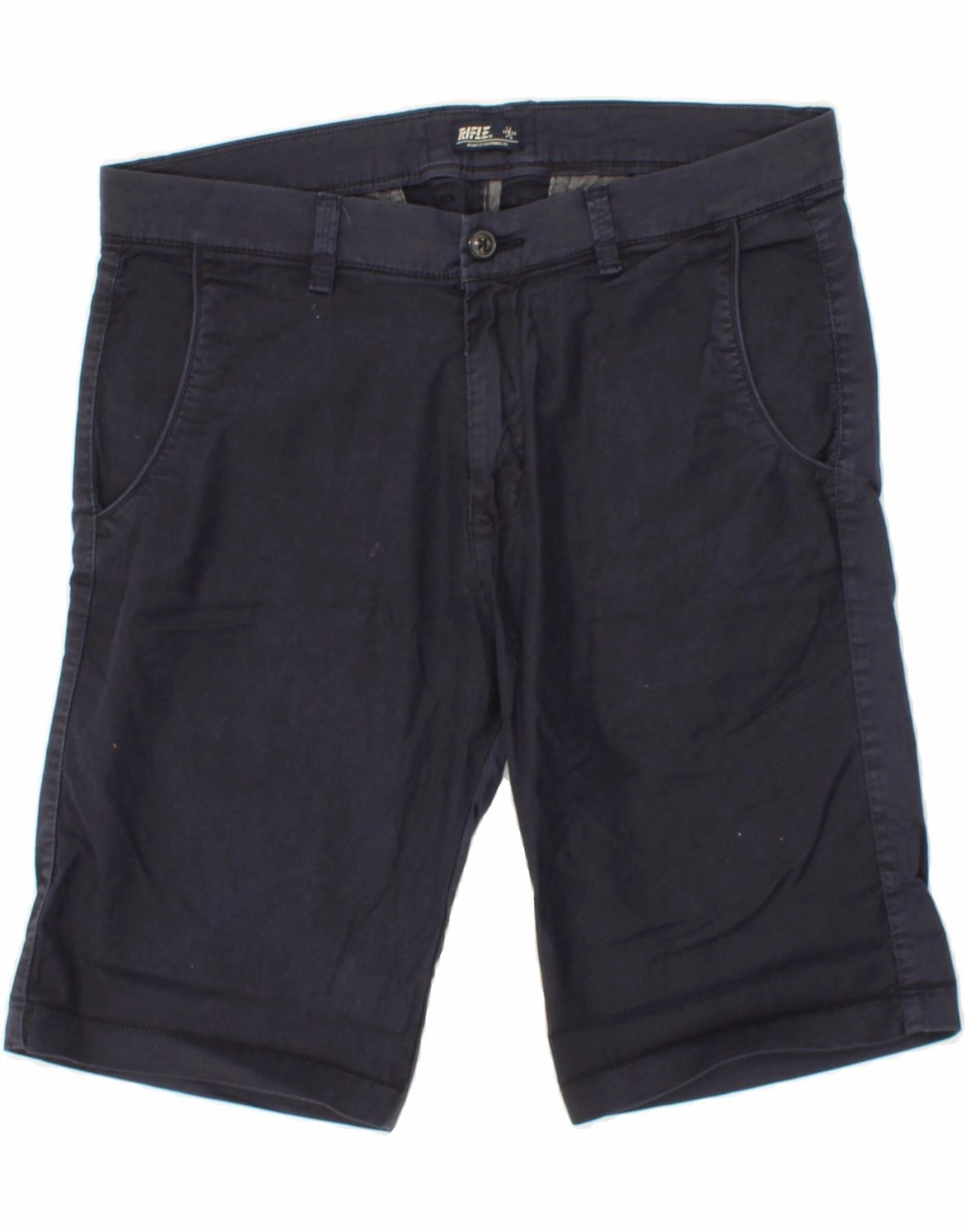 Soft touch finish Anti Odor Treatment RIFLE Mens Chino Shorts W38 XL Navy Blue Cotton