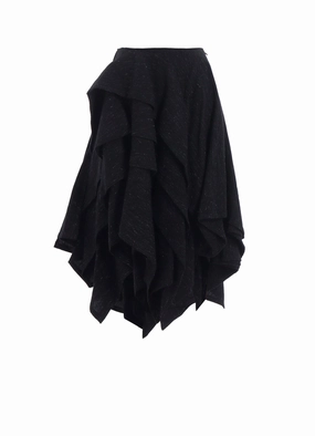 WOOLEN TWEED R DRAPED TUCK ST SKIRT BreathableLining