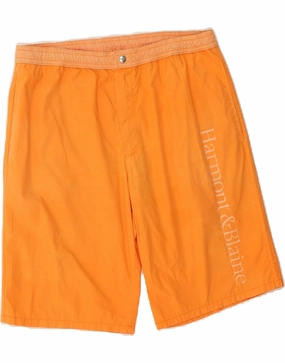 HARMONT & BLAINE Mens Graphic Bermuda Shorts Medium W34  Orange Cotton Non Restrictive Movement