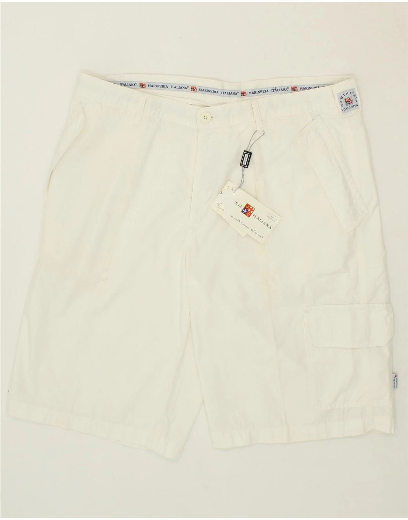 VINTAGE Mens Cargo Shorts IT 56 3XL W40 White Cotton Collectible Item Cool Comfort