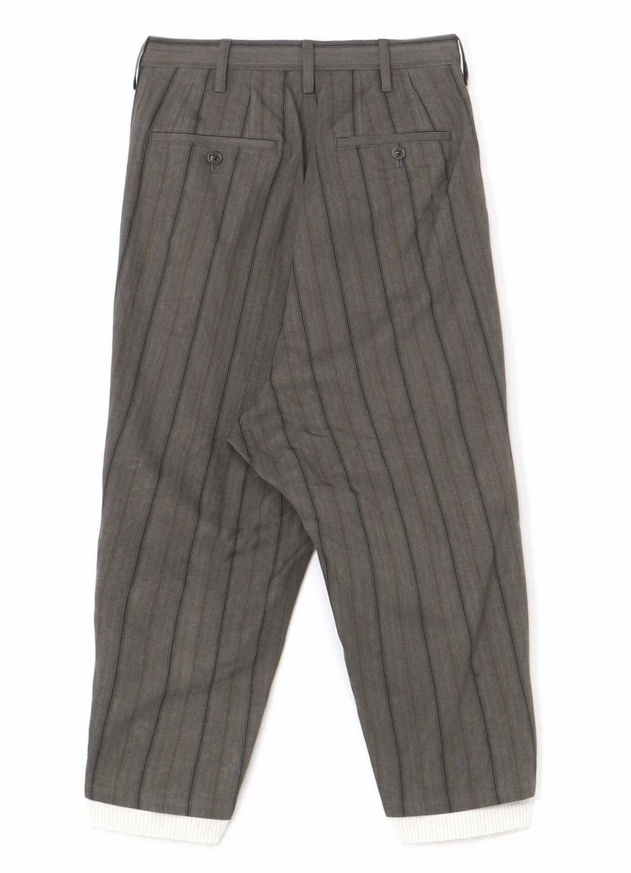 Softened Hem COTTON STRIPE INK DYED DOUBLE TUCK TAPERED PANTS