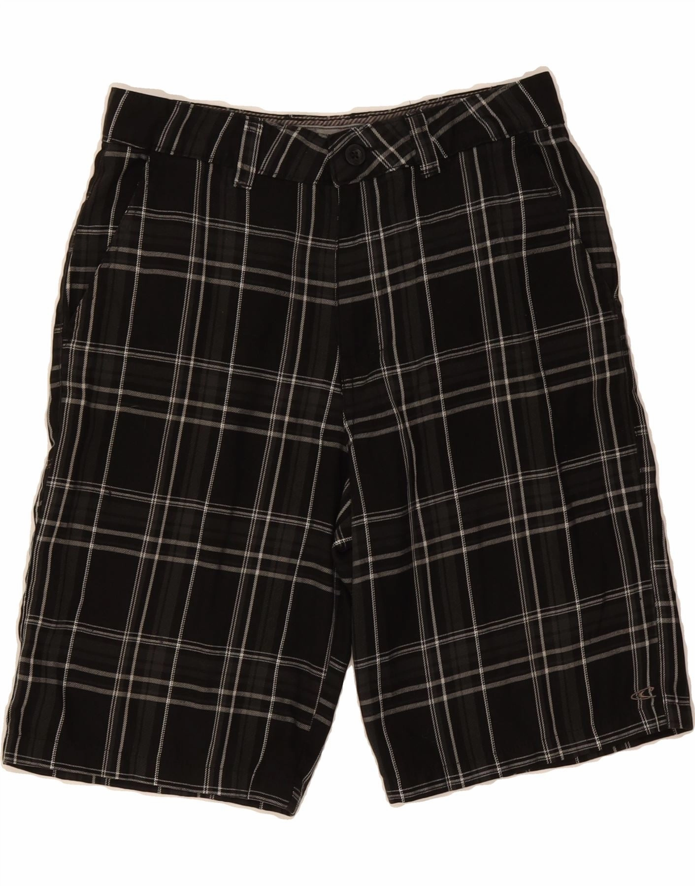 O'NEILL Mens Chino Shorts W30 Medium  Black Check Cotton Casual Style Ripstop Material