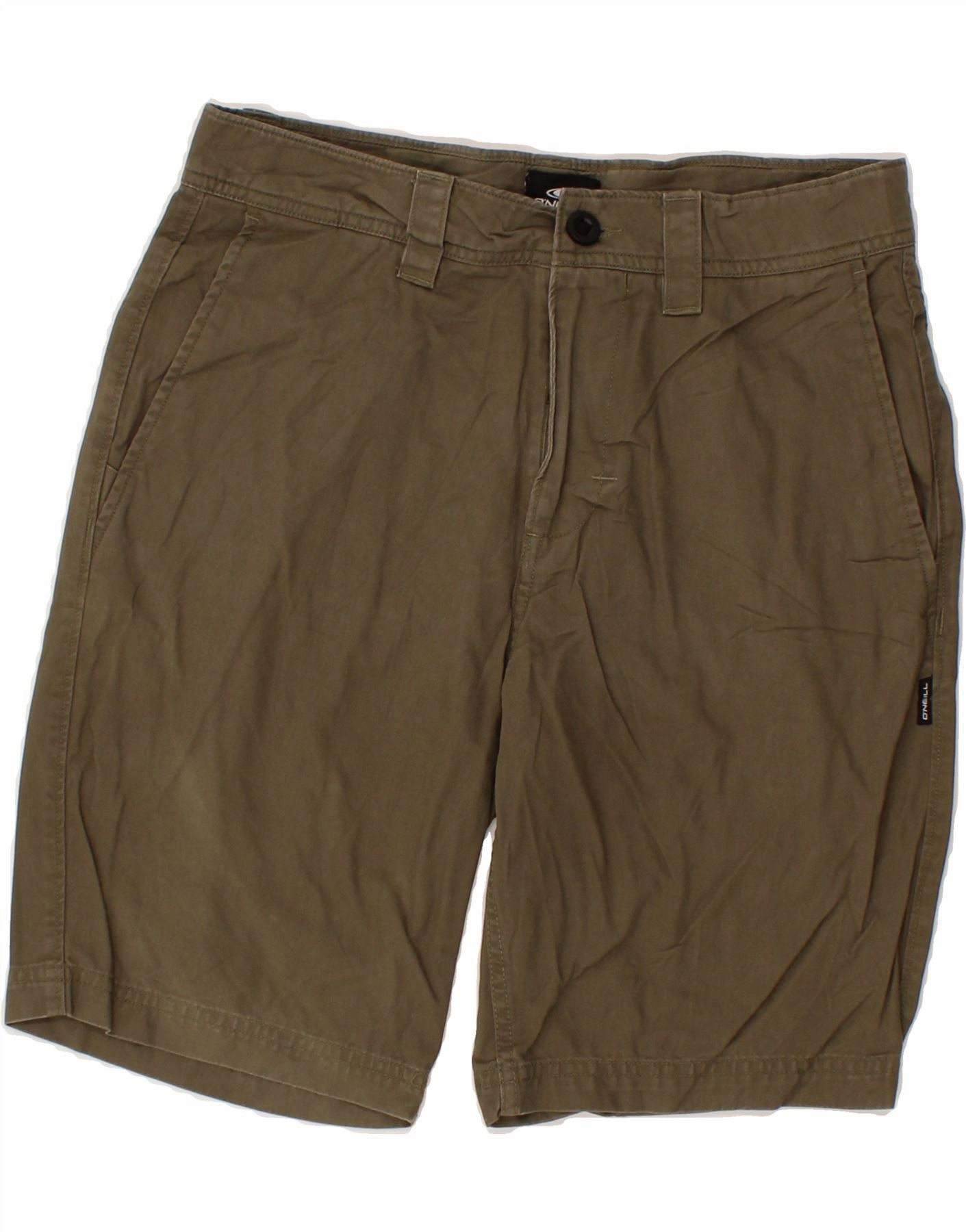Low Profile Zipper O'NEILL Mens Chino Shorts W30 Medium  Khaki Cotton