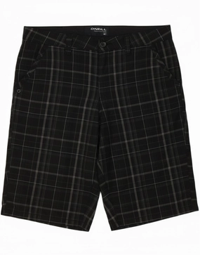 O'NEILL Mens Chino Shorts W33 Large  Black Check Polyester Seamless Waistband