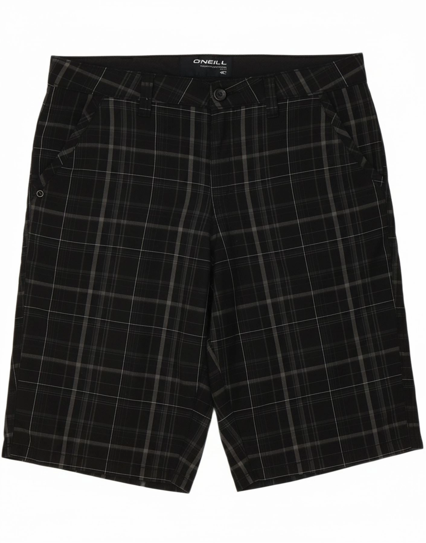 O'NEILL Mens Chino Shorts W33 Large  Black Check Polyester Seamless Waistband