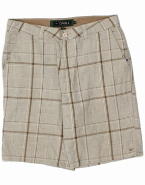 O'NEILL Mens Chino Shorts W36 Large Grey Check Polyester Abrasion Dispersing Weave Anti Static Fabric