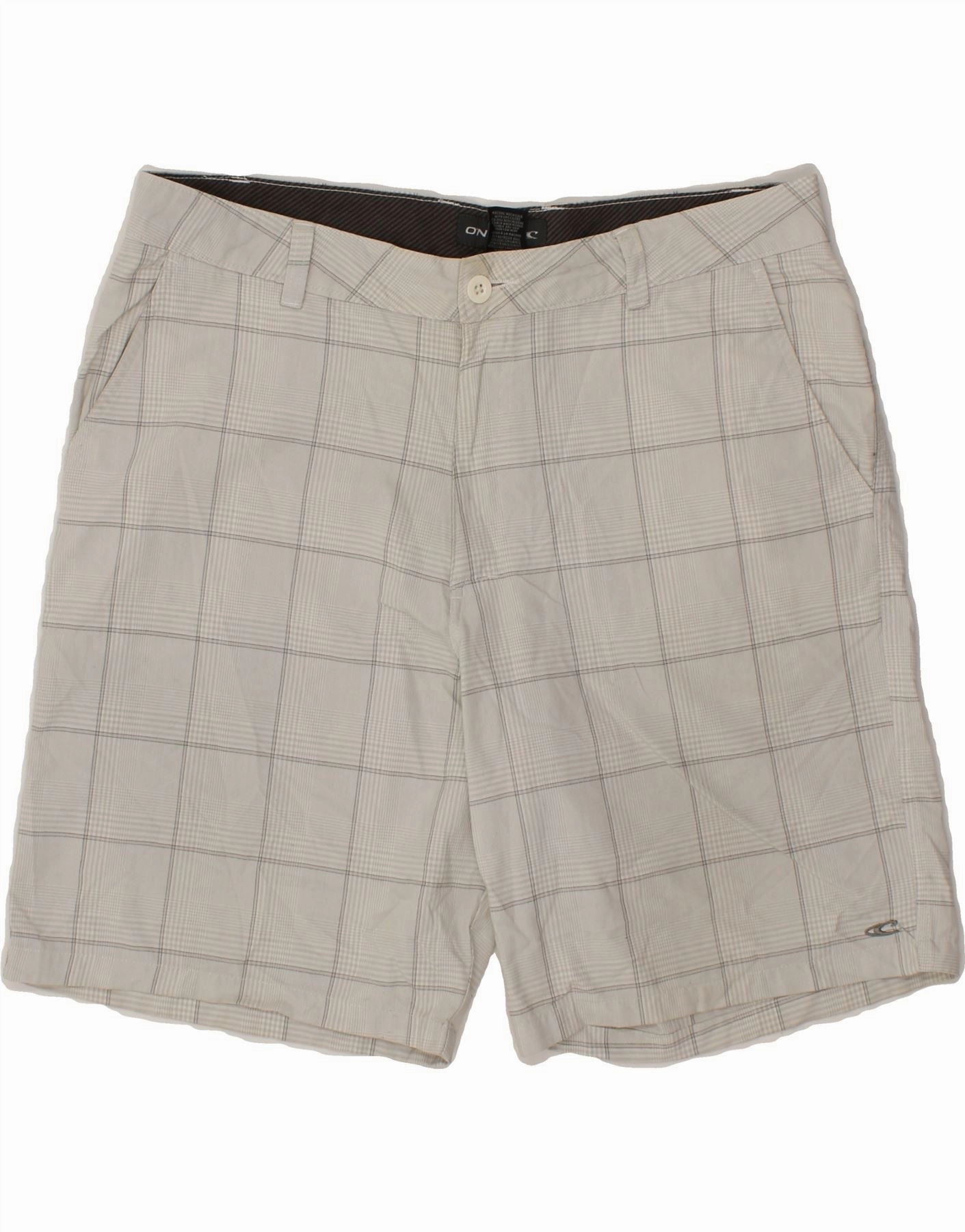 Fashion Fit Quick Layering O'NEILL Mens Chino Shorts W38 XL  Grey Check Polyester