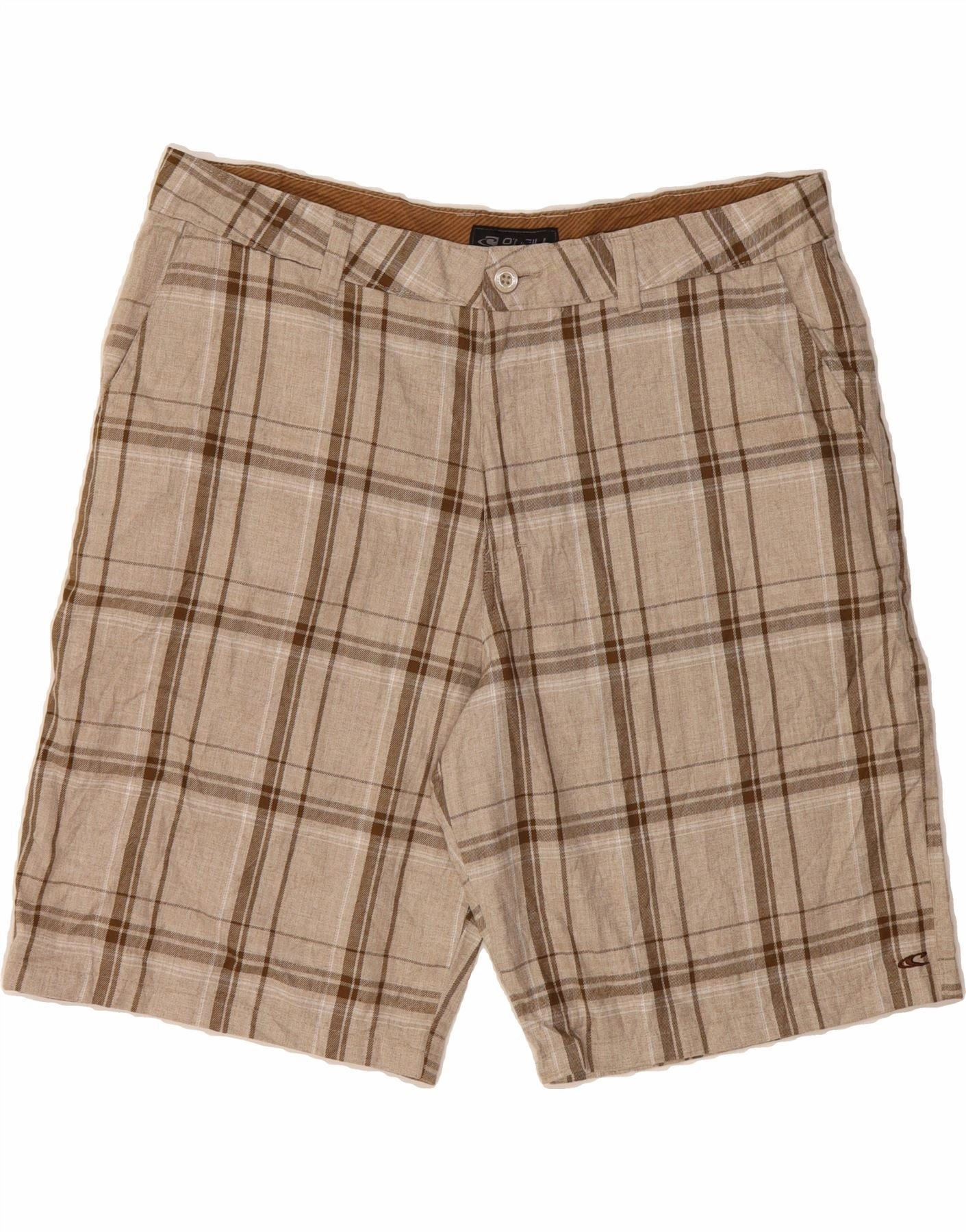 O'NEILL Mens Chino Shorts W40 XL Beige Check Polyester gym kit Sneakers
