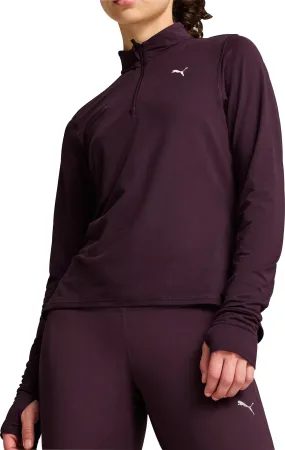 Puma Favourite Half Zip Long Sleeve Womens Running Top - Purple Minimalist Stitching