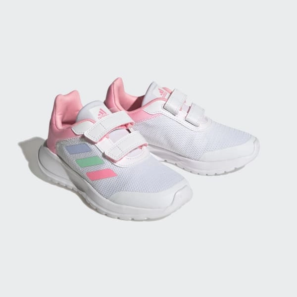 Zero Break In Adidas Kid's Tensaur Run Shoes - Cloud White / Blue Dawn / Beam Pink