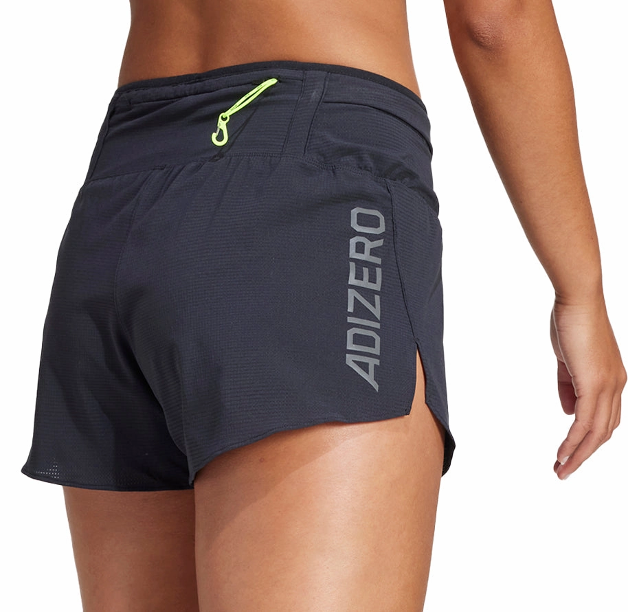 No Ride Up adidas Adizero Womens Split Running Shorts - Black