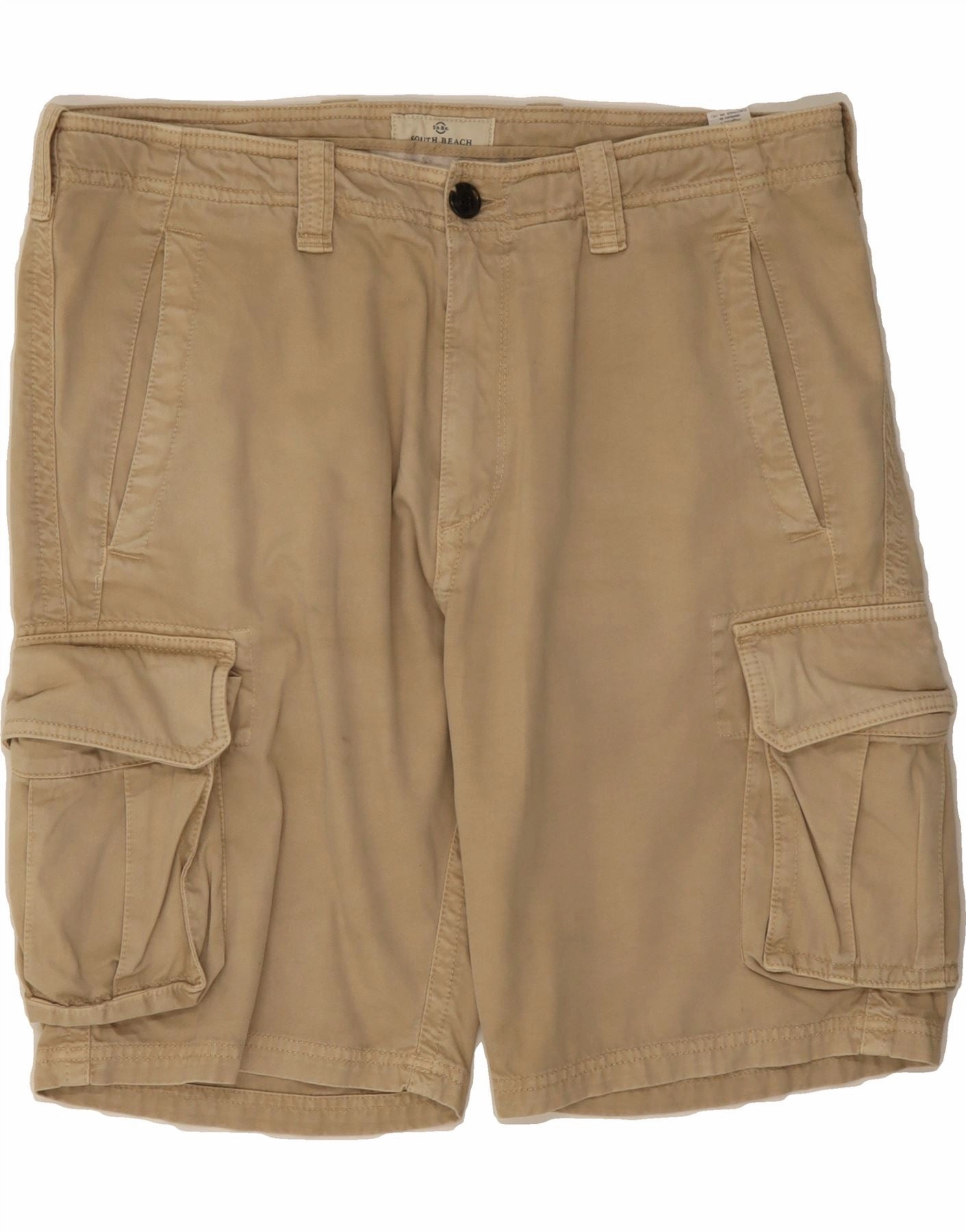 VINTAGE Mens Miami Cargo Shorts W36 Large  Beige Cotton Simple Cut Warehouse Work