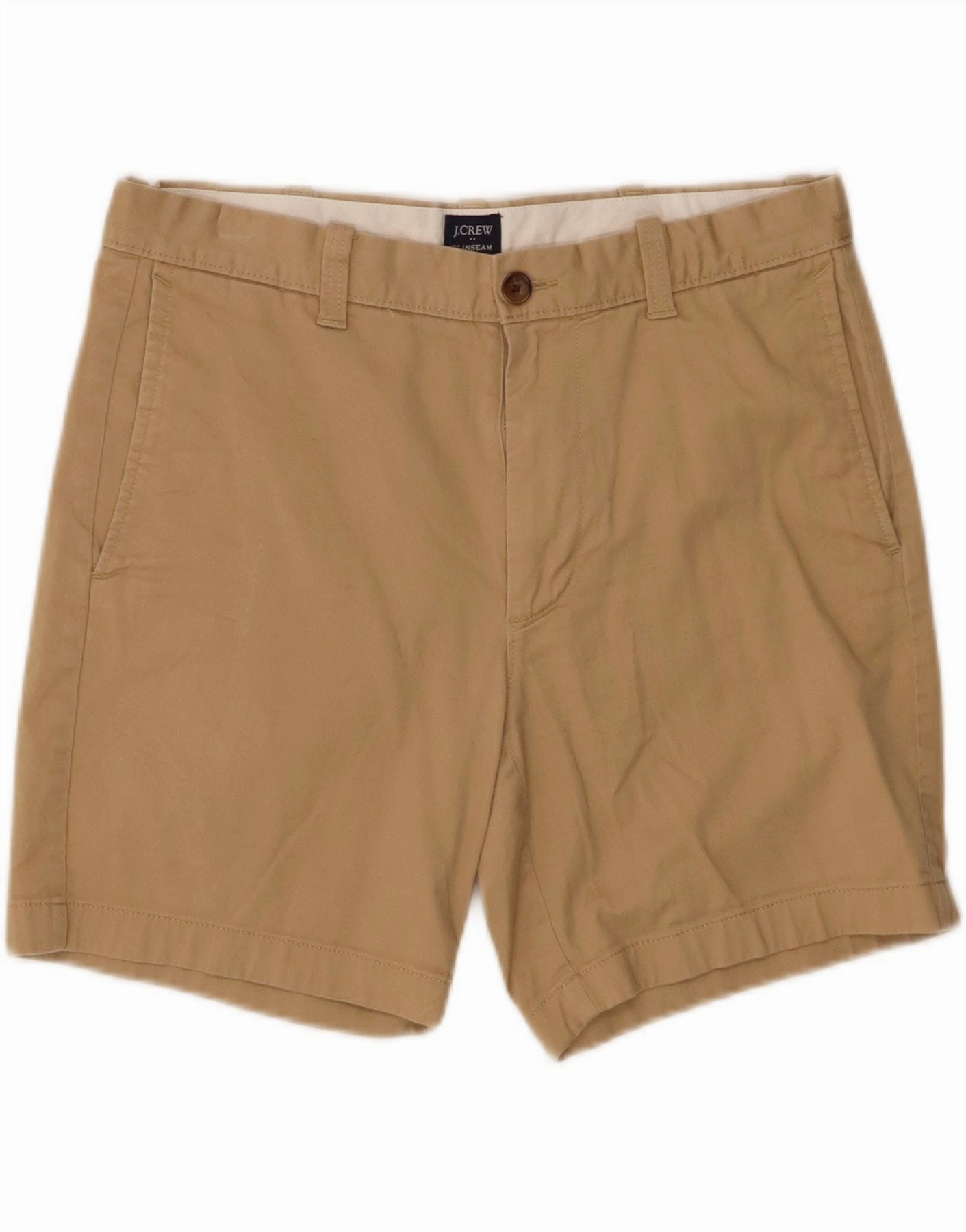 J. CREW Mens Chino Shorts  W32 Medium Beige Cotton Organic Cotton Linen blend