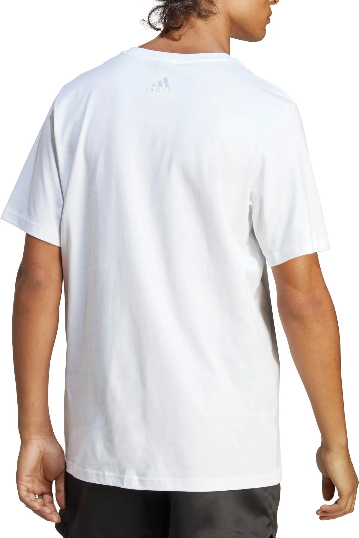 adidas Essentials Big Logo Short Sleeve Mens Top - White Everyday Layering Functional Side Gussets